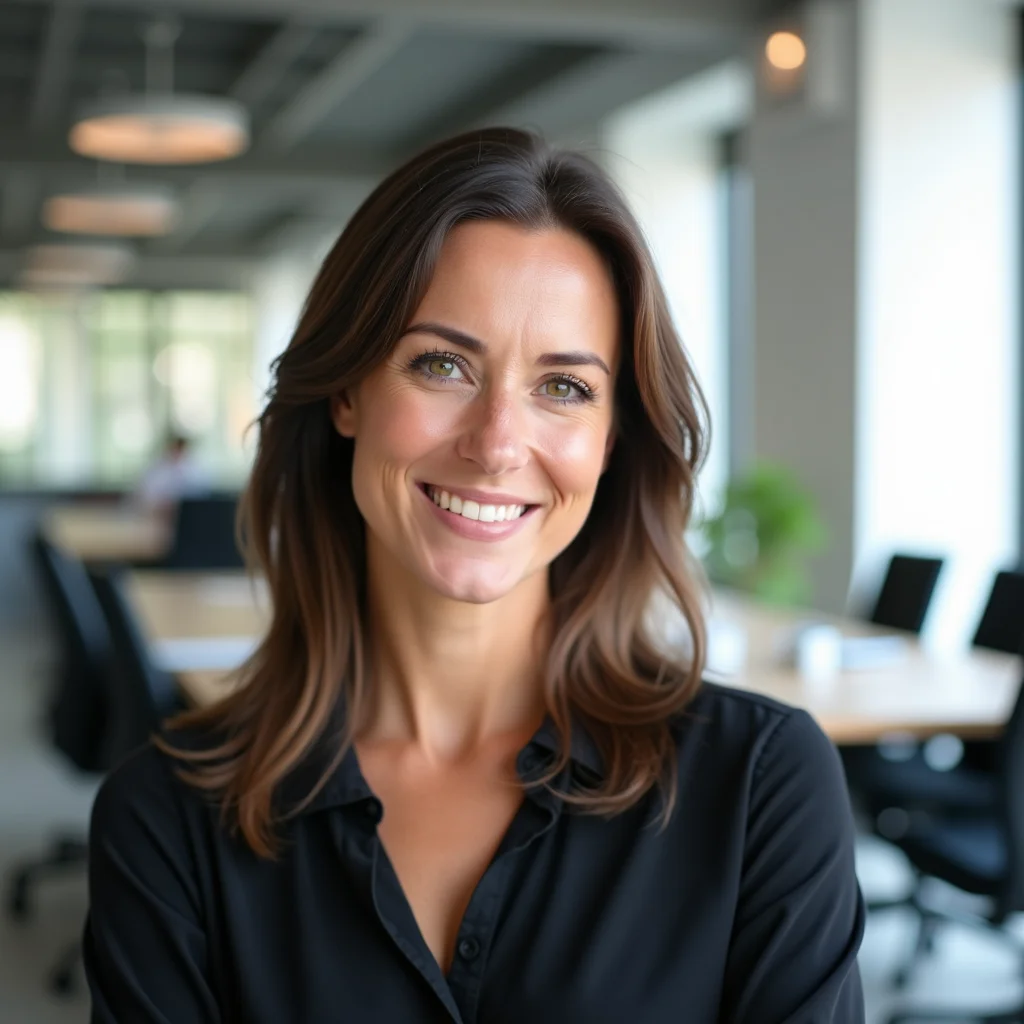 Professional workspace portrait from Express model